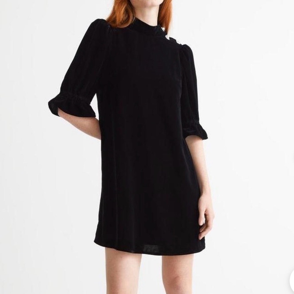 & Other Stories Velvet Puff Sleeve Mini Dress (Sz 4)